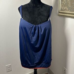 Maxi Swim Navy Blue tankini top adjustable straps Sz 24W new